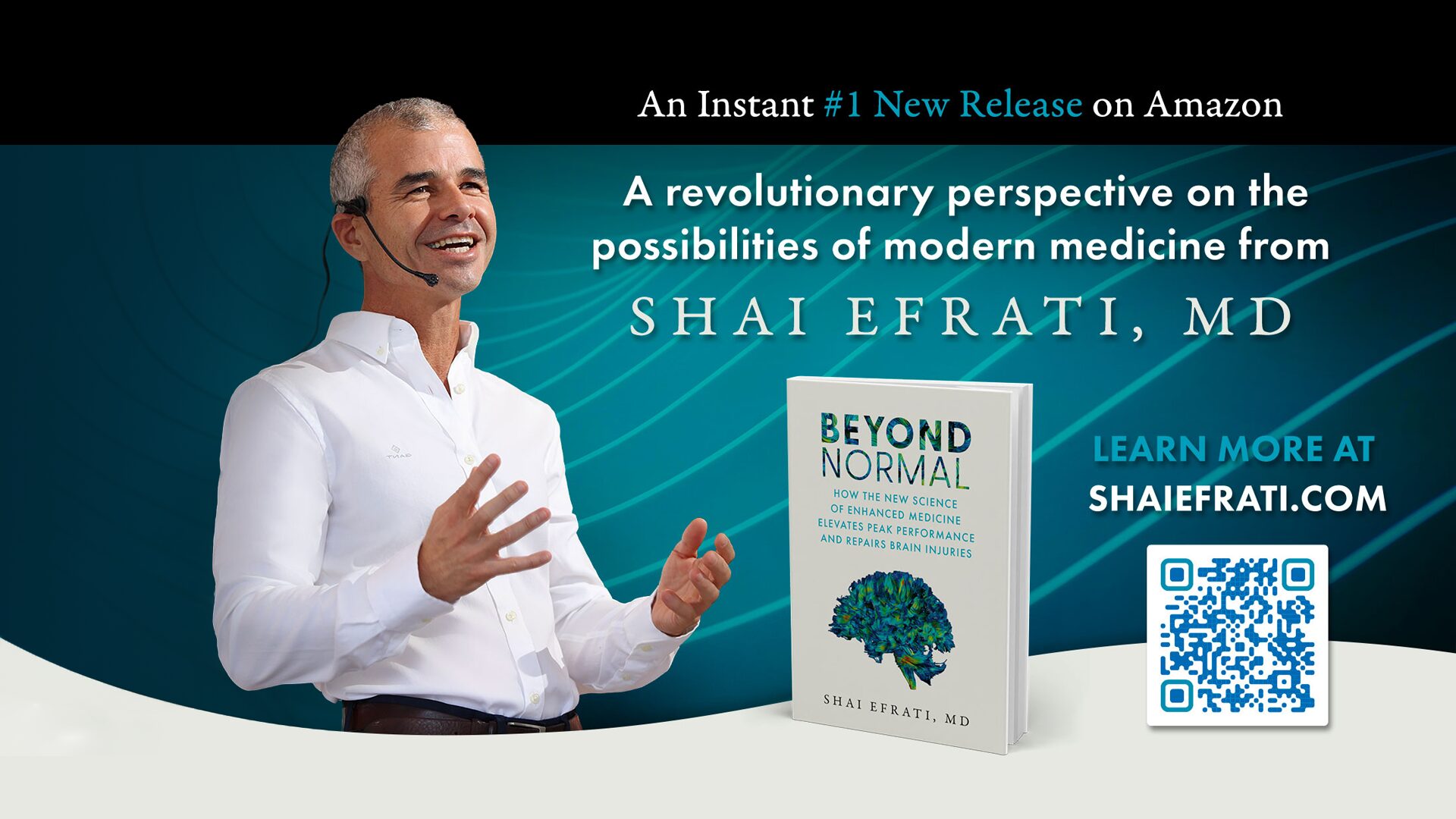 Dr. Shai Efrati with his first book Beyond Normal